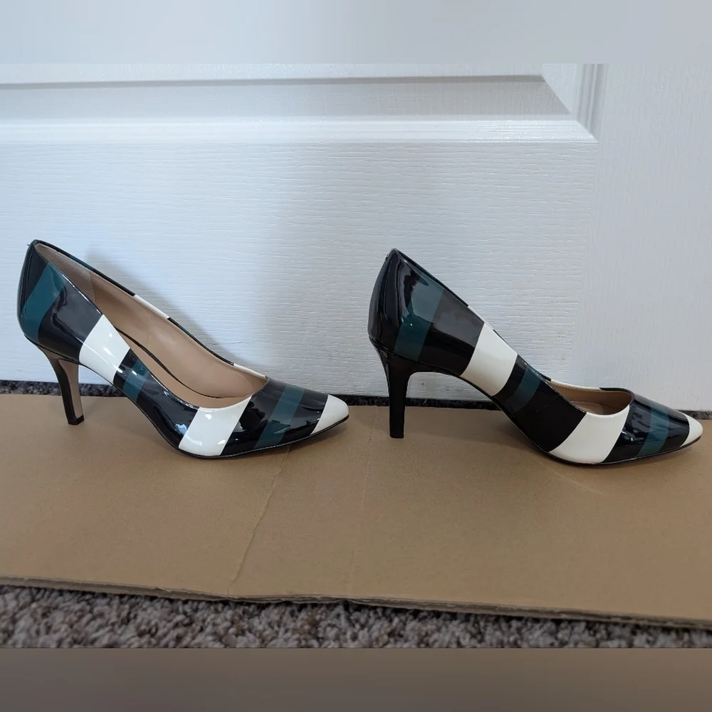 INC International Concepts Zitah Striped Pointed Toe Pumps